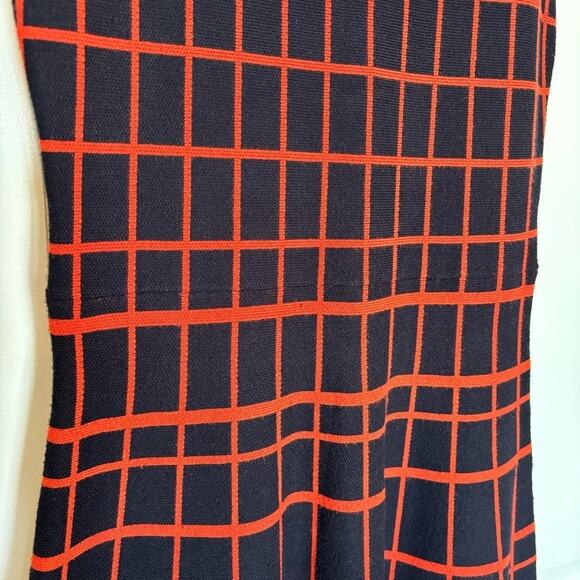 Ali Ro Navy Blue Orange Plaid Sleeveless Knit Fit Flare Tank Dress S - Picture 4 of 12